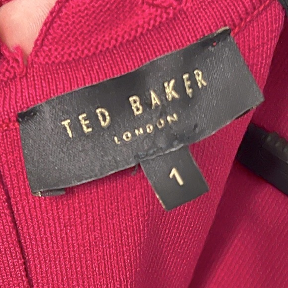 TED BAKER  •CATHERINE CUT WORK KNIT DRESS • MAGENTA - Picture 4 of 5